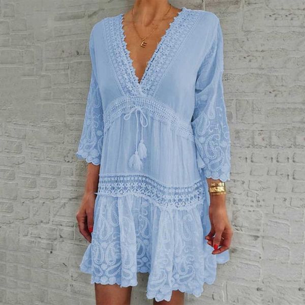 

casual dresses summer dress women floral lace hollow beachwear comfortable breathable small fresh lady beach woman clothing, Black;gray