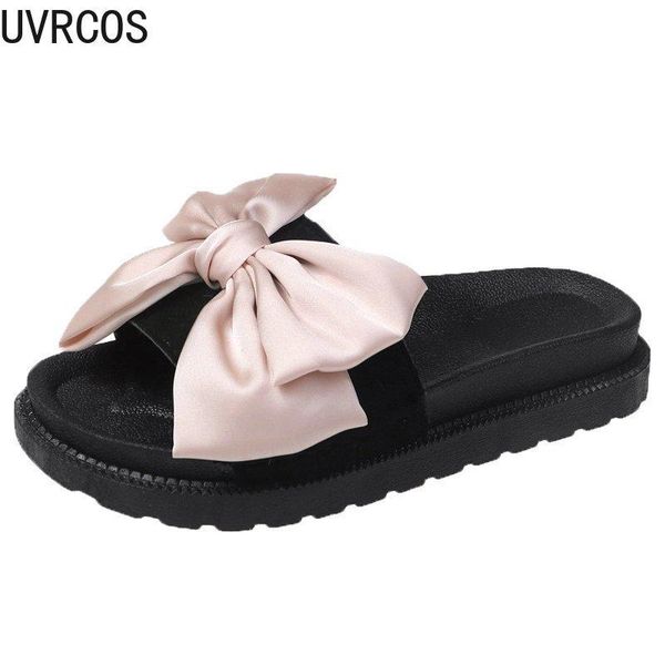 

summer fashion women's slippers casual all-match vamp bowknot modification small fresh platform 2021, Black