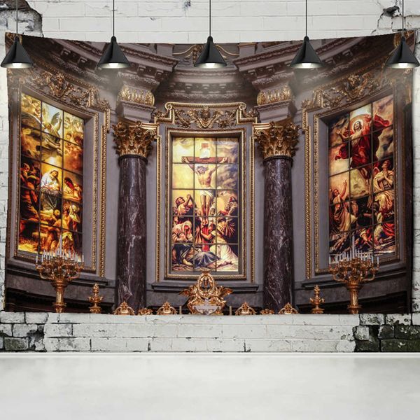 Wiener christliche Kirche Jesus Tapisserie Home Decor Wandkunst Wandbild Tropfen Wandtuch Christus Wandteppiche Kirchendekoration 210609