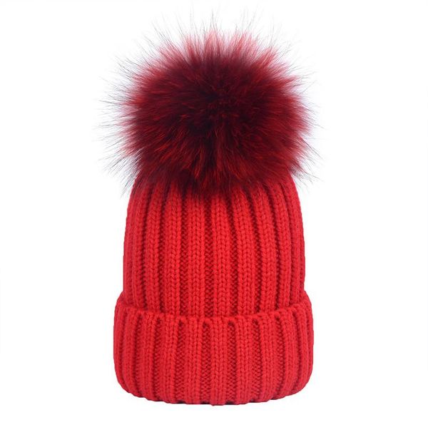 

trapper hats autumn winter women cap real raccoon fur ball hat poms 15cm knitted female thick protect ear warm macka oxota sitka, Blue;gray