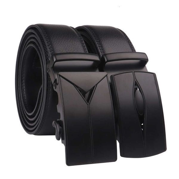 

belt men's automatic buckle leather business belt, Black;brown