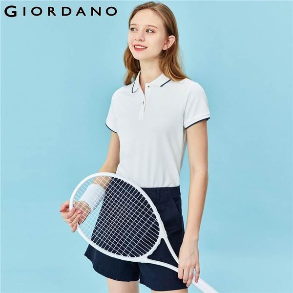 

women's polos giordano women slim short sleeve pique shirt sleeves mesh structure summer casual shirts 05311399, White