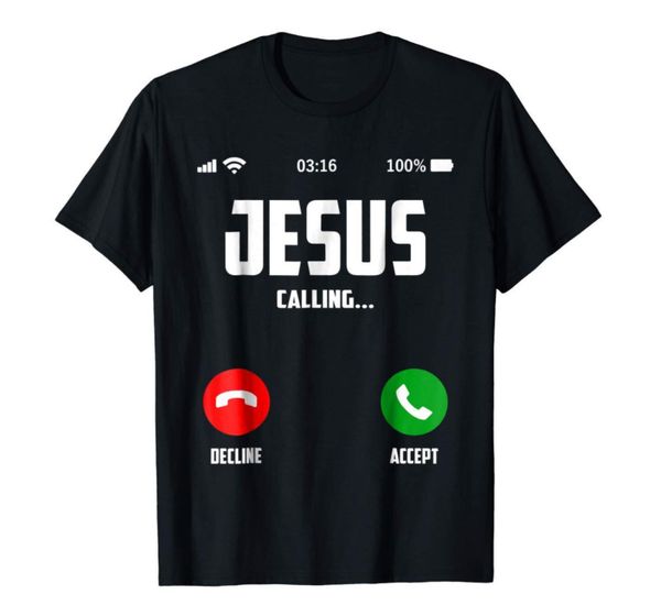

r2 jesus is calling christian printed short sleeve t-shirt black, White;black
