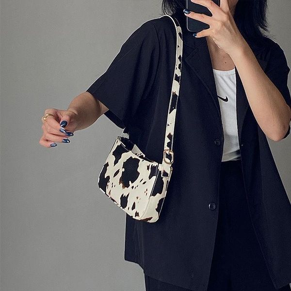 

evening bags fashion design cow pattern women portable underarm bag pu leather ladies square shoulder messenger simple female handbags