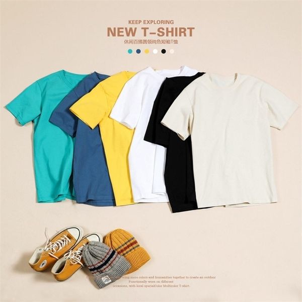

summer 100% cotton white solid t shirt men causal o-neck basic t-shirt male classical 190449 210809, White;black