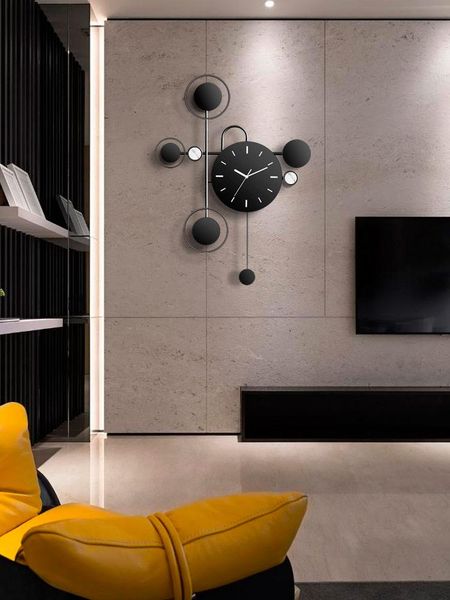 

wall clocks luxury large clock elegant black iron nordic modern design pendulum grande horloge murale home decoration ea60wc