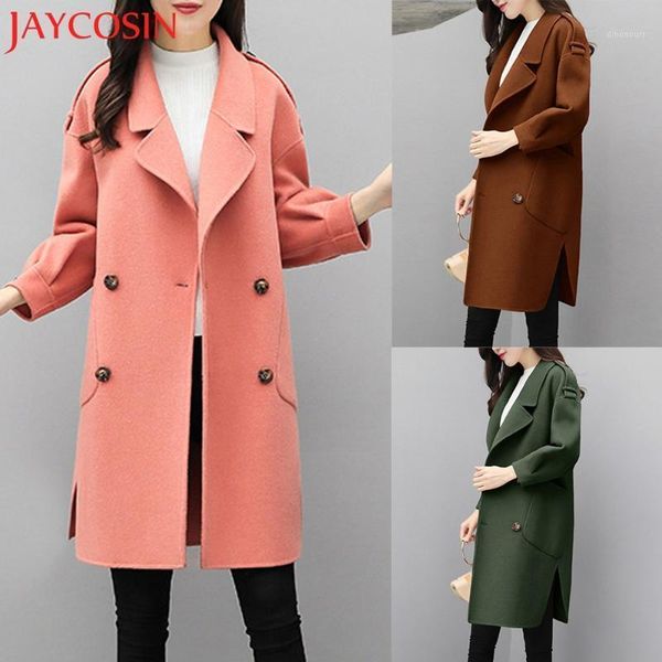 

women's wool & blends ly womens autumn winter jacket casual outwear parka cardigan slim coat solid cotton overcoat dropship oct.271 x08, Black