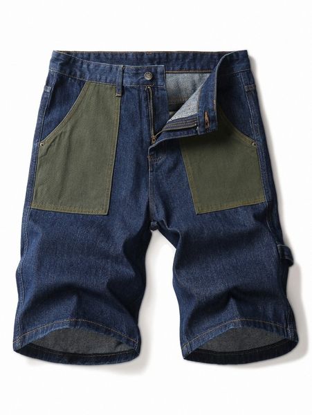 

men slant pocket denim shorts x3zr#, Blue