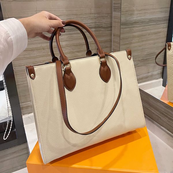 

2021 fashion one-shoulder tote bag famous design classic women's pure color print pattern handbag classic pattern mommy purse