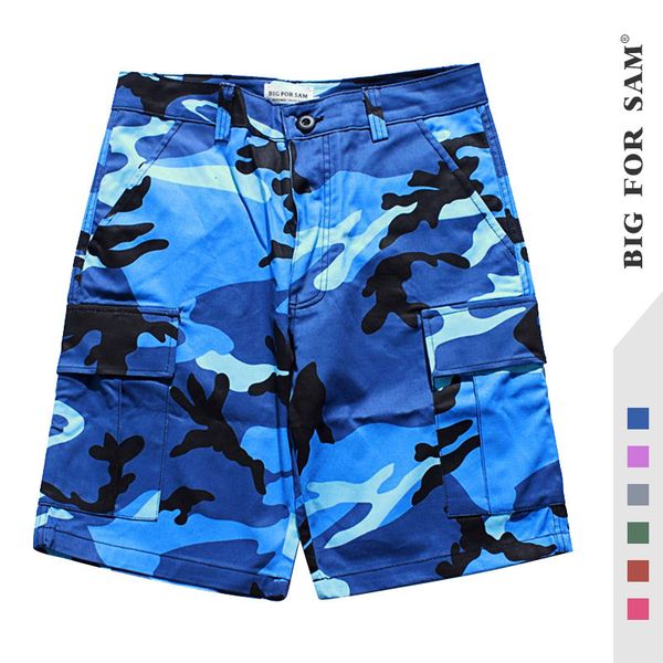 

men's shorts hip hop camouflage casual board summer fashion overalls male pure cotton cropped trousers baggy pants men streetwear, White;black