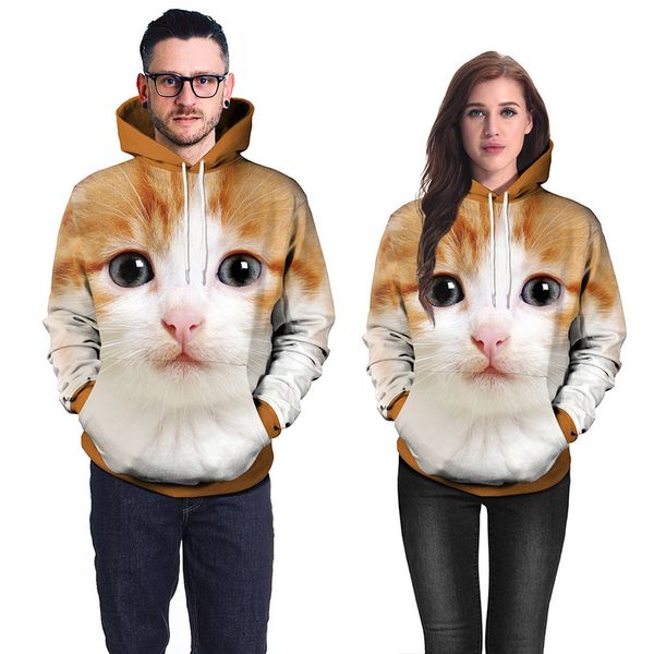 

halloween animal 3d pattern special hooded long-sleeved women's long sweater loose, comfortable and soft, Black