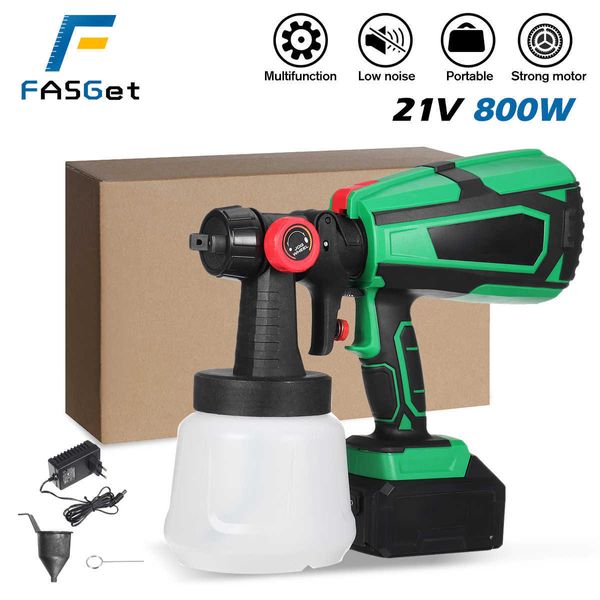 800W 1000ml Pistola de pulverização elétrica Pintura de pulverização de conveniência com li-ion Regulamento de bateria de alta potência pulverizador por prostorme 210719