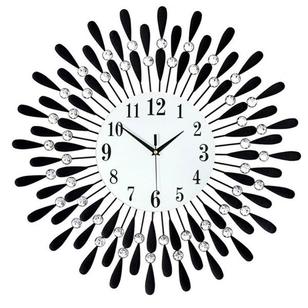 

wall clocks crystal sun modern style silent ticking clock rhinestone flower metal living room office home decoration