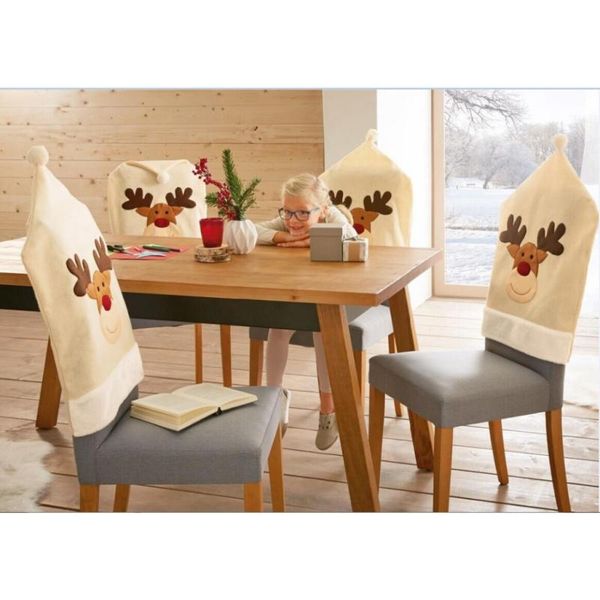 

chair covers elk cover christmas dinner table party white back xmas decorations for home decor 50 x 60cm
