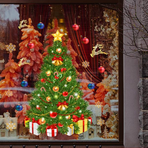 

wall stickers 2021 golden elk christmas tree window merry decorations home