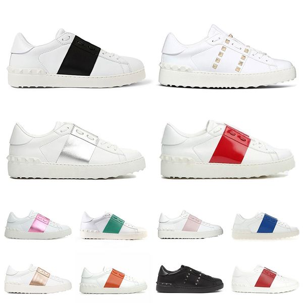 

2022 womens designer shoes flat heel design black white striped pink lucky green sneakers mens fashion rivets loafers party business work pa