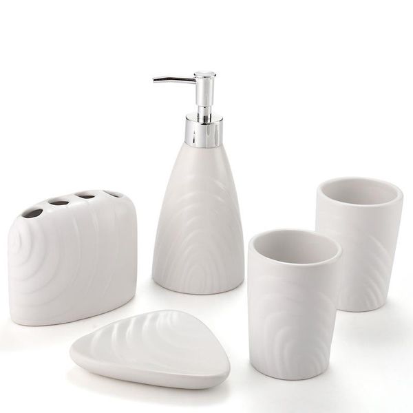 

ceramic bathroom 5/set of household push-type lotion bottle/soap dish/mouthwash cup/toothbrush holder/bathroom accessories bath accessory se