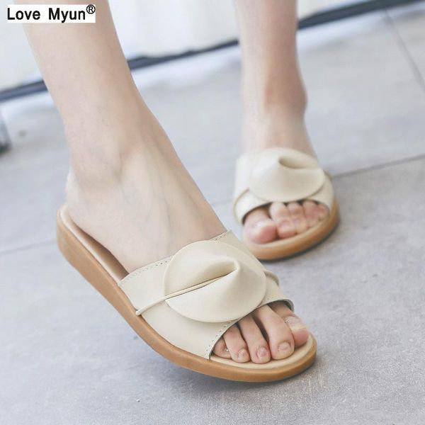 

summer slippers women flat platform sandals shoes beach slip-on round toe leather suede slides flip flops 888, Black
