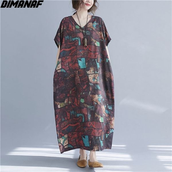 

plus size summer beach dress women lady print style bat vestidos sundress long oversize loose casual 4xl 5xl 210531, Black;gray