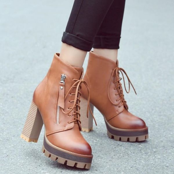 

boots heel high short woman women's shoes, Black