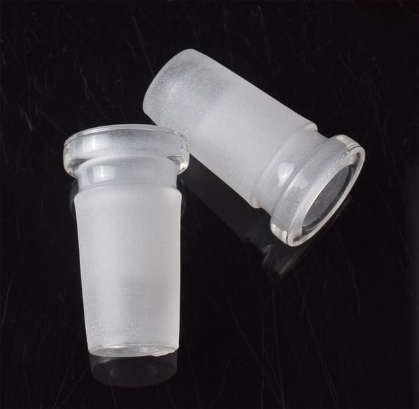 DHL 18 mm männlich auf 14 mm weiblich Glas-Reduzierstück-Adapter für Wasserpfeifen, mattierter Borosilikatglas-Anschluss, Downstem-Schlitzdiffusor