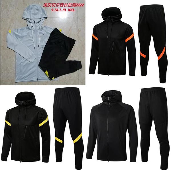 

2021 2022 mount havertz werner ziyech pulisic tracksuit football training jersey home long suits 21 22 inter soccer survetement maillots de, Black