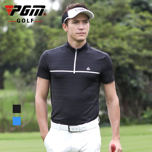 

PGM men's golf short sve T-shirt, summer stripe printed sweatshirt, fast drying polo, yf264 sportswear, White;black