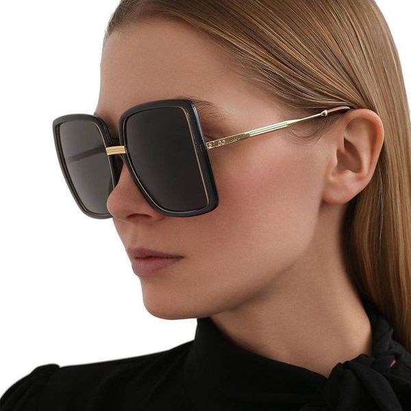 

sunglasses 2021 fashion oversized square women brand designer vintage luxury driving sun glasses men black shades oculos, White;black
