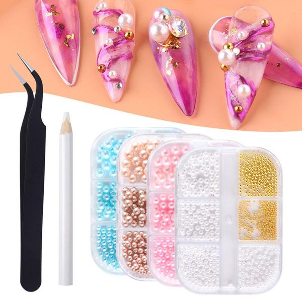 

nail art kits accessories japanese semi-circle flat-bottomed round pearl drill set