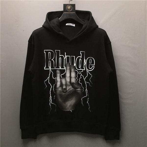 

2021 new high-luxury rhude shocker hoodies hoodie sweatshirts cotton thickening fleece, Black