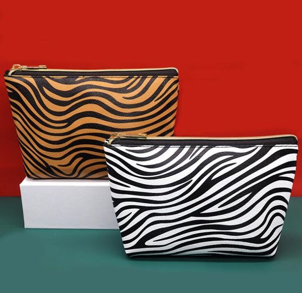 

cosmetic bags & cases 5pcs women pu zebra prints large capacity makeup