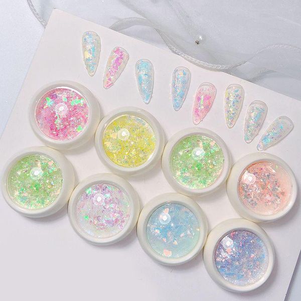 

nail glitter shiny opal flake sequins 3d laser dust thin flakes decoration for manicure sequin powder, Silver;gold