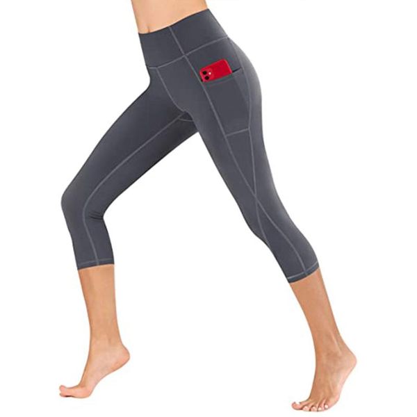 

women's leggings fashion women ladies high waist pants workout skinny pockets running skateboarding, Black