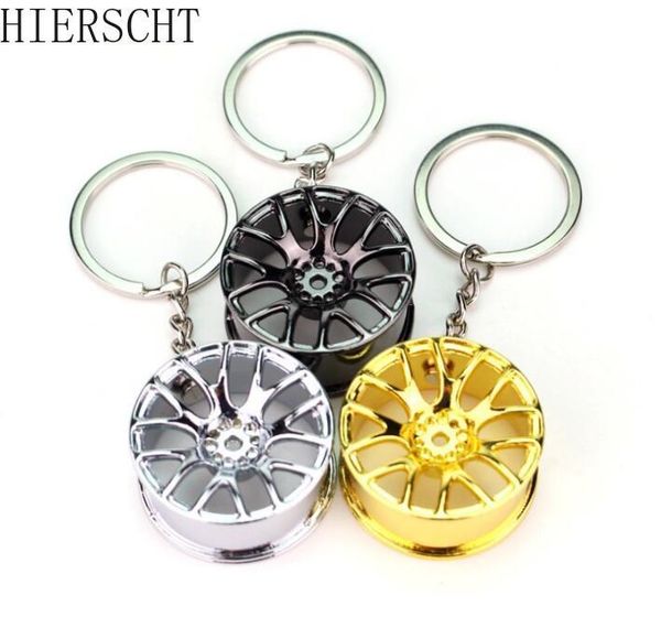 

keychains creative car wheel rim turbo metal pendant gift for men keyring hanging decoration key chain ring trinket, Silver