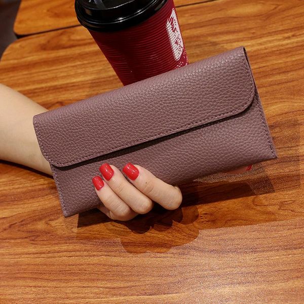 

wallets 2021 fashion solid women simple zipper purses black red long small slim clutch wallet soft pu leather money bag, Red;black
