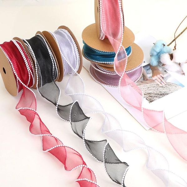 

party decoration supplies bowknot sewing fabric handmade gift box wrapping hair accessories organza ribbons pearl ribbon