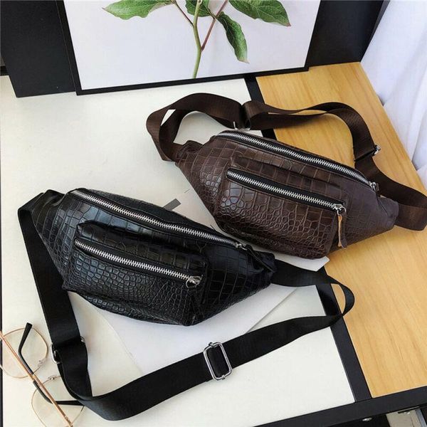 

waist bags 2021 style fashion men and women bag korean-style ins super fire pu crocodile pattern chest pack