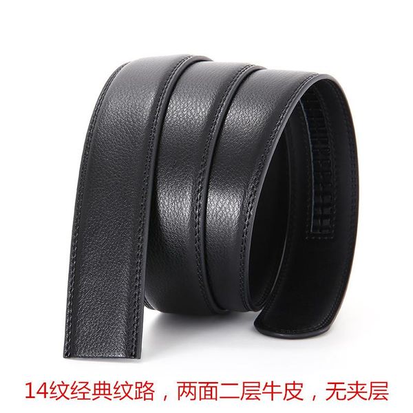 

belts leather belt men's automatic buckle two-layer cowhide young headless body pant men, Black;brown