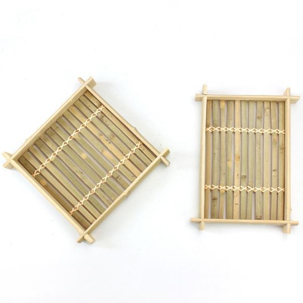 

dishes & plates 2pcs serving plate bamboo fruit tray cooking steamer rectangle handmade rattan tea/oil trays dessert/fruits