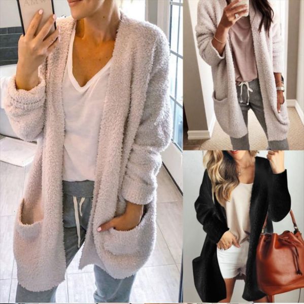 

cardigan long sleeve womens sweater open stitch casual women loose, White;black