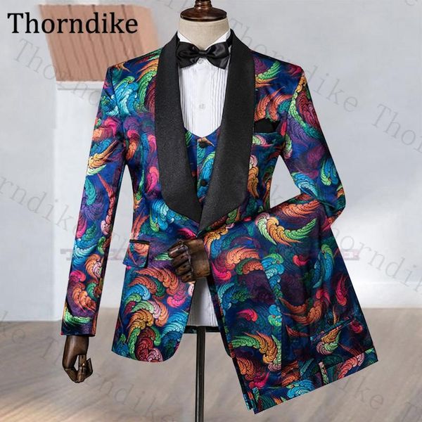 

men's suits & blazers thorndike cloud print 3 pieces wedding tuxedos black shawl lapel male suit for party custom made summer men, White;black