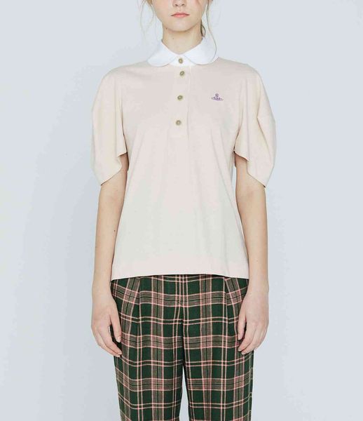 

women's t-shirt t-shirt, lapel shape, polo shoulder width, White
