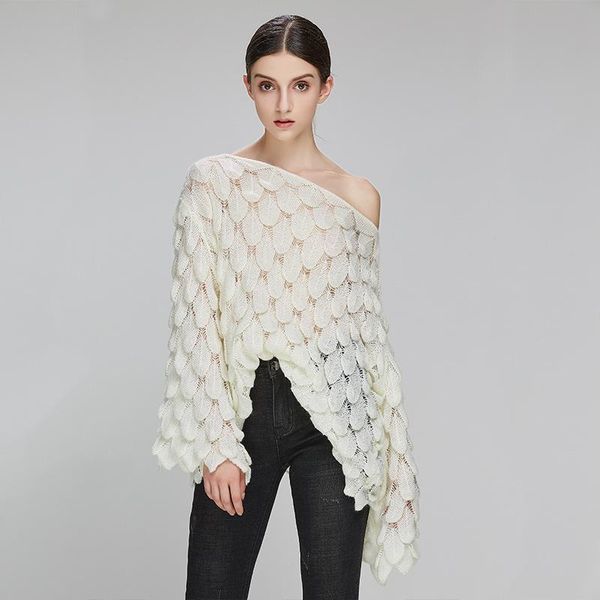 

women's sweaters adishree elegant sweater women 2021 casual fashion loose and pullover cute 3d white jumper sueter mujer slash neck, White;black