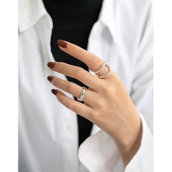 

cluster rings personality rope ring 925 sterling silver smooth stacked open western europe 18k gold for women fine jewelry gift, Golden;silver