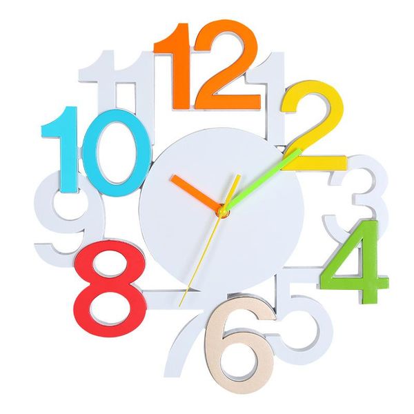 

wall clocks home decor 12" creative design 3d number colorful clock for kids