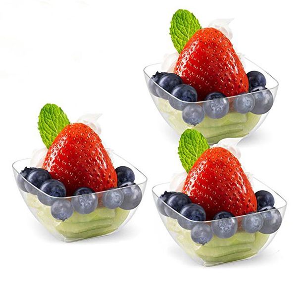 

disposable cups & straws 25pcs square creative pudding cup 70ml small plastic party wedding birthday favor dessert cake mini