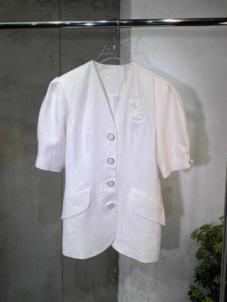 

vintage fashion women white puff sleeve short blazer jacket for ladies coat women's suits & blazers, White;black