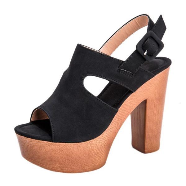 

dress jaycosin high women heels thick-soled fashion sandals platform ladies fish mouth shoes rppe, Black
