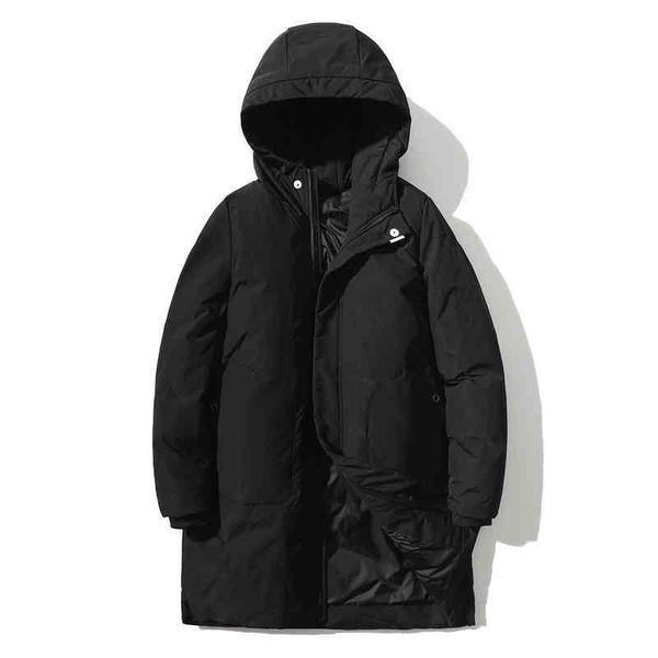 

new long down jacket men's loose warm winter coat simple thick men's down jacket, Black