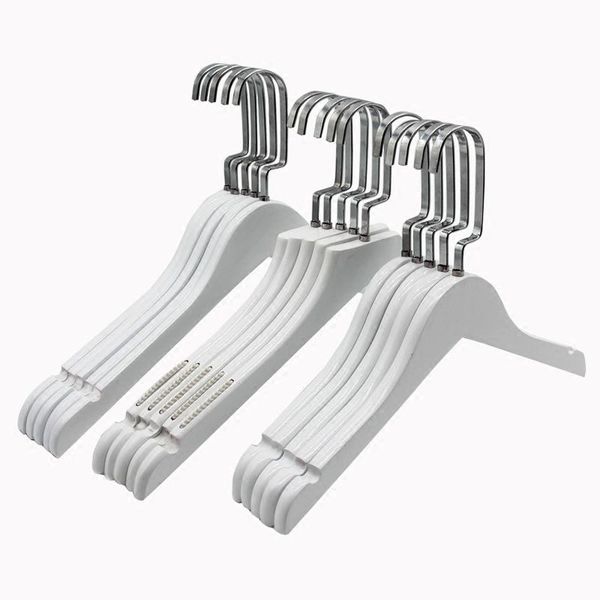 

hangers & racks 40cm 10 pcs/lot white solid wood clothes men women wedding dress shop clothing hanging wooden rack for kid's pants